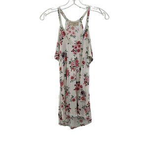 No Comment Cold Shoulder Short Sleeve Floral Top Hi-Low Womens Size Small